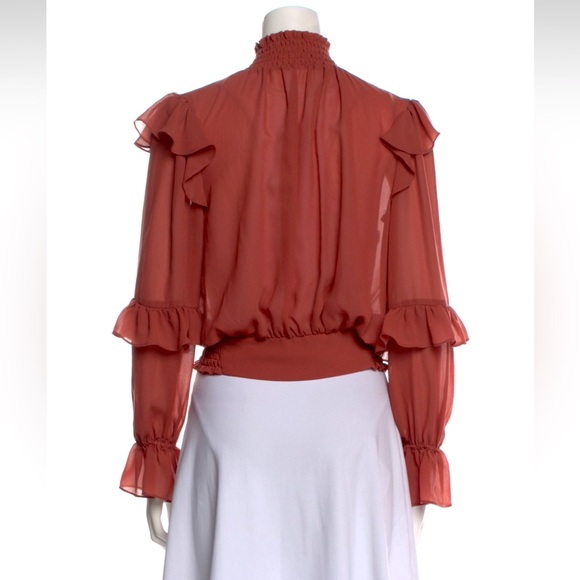 Mock neck tiered ruffle sleeve Victorian blouse - Picture 2 of 10